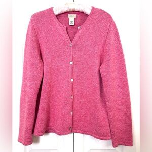 L.L.Bean Marled Coral Cotton Cardigan Sweater Women’s Large